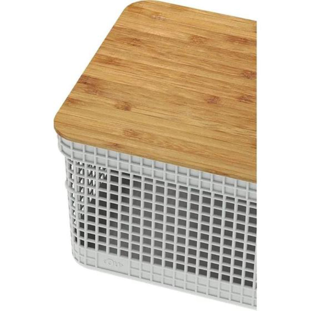 Cesto Organizador Grid 8L com Tampa de Bambu Bege Martiplast - OU -1-.jpg